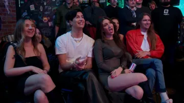 Robe maxi fendue en maille pailletée Edikted portée par Natalie Maguire dans Vanderpump Rules (S12E11)