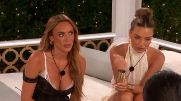 Innovare Ceyhun Grid Fringe Spaghetti Mini Dress worn by Millie Court as seen in Love Island: All Stars (S03E29)