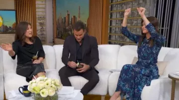 Derek Lam 10 Crosby Printed Tie Waist Shirt Dress worn by Sophie Flay as seen in Good Morning America on February 19, 2026