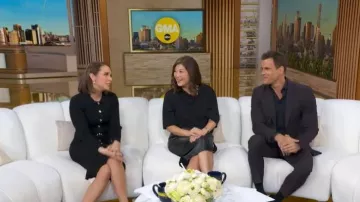 Yumi Belted Rib Knit Midi Dress With Pockets worn by Elizabeth Schulze as seen in Good Morning America on February 19, 2026