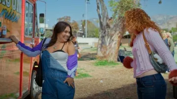 Edikted Rosemary Denim Overalls worn by Marisol (Isabella Gomez) as seen in Shrinking(S03E05)
