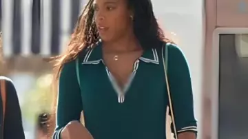 Shrinking S03 Jessica Williams Green Striped Dress worn by Gaby (Jessica Williams) as seen in Shrinking