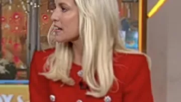 Veste en tweed rouge d'Ainsley Earhardt dans Fox and Friends (USA) 2026