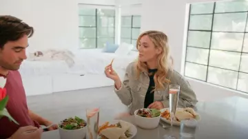 Zara Gingham Cropped Long Sleeve Cotton Denim Jacket worn by (Audrey Lingle) as seen in Vanderpump Rules(S12E12)