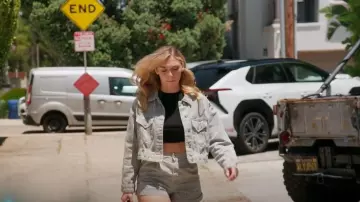 Zara High-rise denim Gingham Shorts worn by Audrey Lingle as seen in Vanderpump Rules(S12E12)