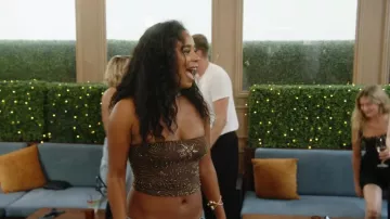 Top foulard perlé Zara porté par Mia Calabrese dans l'épisode Summer House (S10E04)