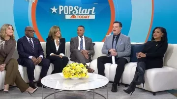 Reiss Lara Off-The-Shoulder Ribbed Midi Dress worn by Sheinelle Jones as seen in Today on  February 25, 2026