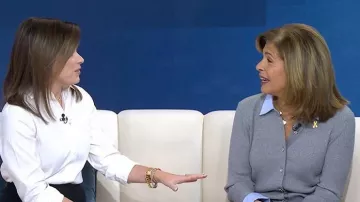 Gilet-chemise Cinq à Sept Soma porté par Hoda Kotb, comme on peut le voir dans l'émission Today le 26 février 2026.