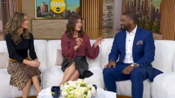 Ramy Brook Sally Beaded Blouse worn by Juju Chang as seen in Good Morning America on February 25, 2026