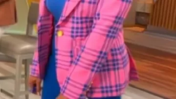 Pink and Blue Plaid Blazer worn by (Gayle King) in CBS Mornings Plus