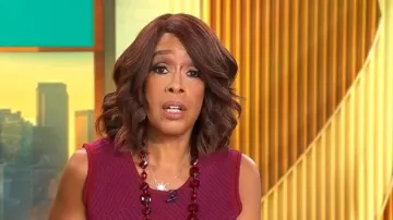 Narciso Rodriguez Rich Red Ribbed Dress worn by Gayle King as seen in CBS Mornings on  February 20, 2026