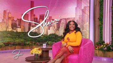 Kai Collective Yumi Faux Suede Laser Cut Skirt worn by Sherri Shepherd as seen in Sherri on February 19, 2026