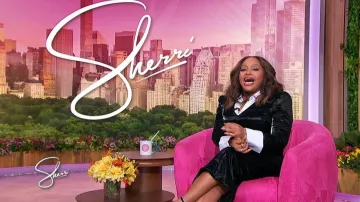 Laquan Smith Poplin-Collar Velvet Midi-Dress worn by Sherri Shepherd as seen in Sherri on February 20, 2026