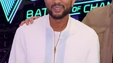 The Voice S29 John Legend White & Blue Print Zip Cardigan
