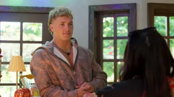 Urban Outfitters Woodland Camo Pattern Zip Up Hoodie Sweatshirt worn by Bauer Swystun as seen in Canada Shore (S01E07)