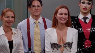 Mew Mews Lagina Long Sleeve Stripe Lace Skirt Set worn by Ashley Mitchell as seen in House of Villains (S03E01)