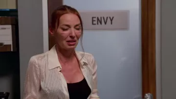 Ivonne Classic Striped Shirt worn by Drita D'Avanzo as seen in House of Villains (S03E01)