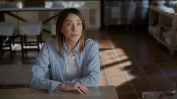 Jennifer Meyer Mini Turquoise Inlay Evil Eye Ring worn by Liz (Christa Miller) as seen in Shrinking (S03E06)