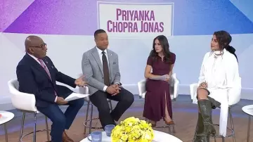 Vestido Matters Solea Buttercream que lleva Priyanka Chopra visto en Today with Jenna & Sheinelle el 28 de febrero de 2026