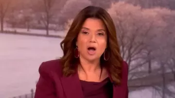 Derek Lam 10 Crosby Walter Double Breasted Jacket worn by Ana Navarro as seen in The View on February 27, 2026