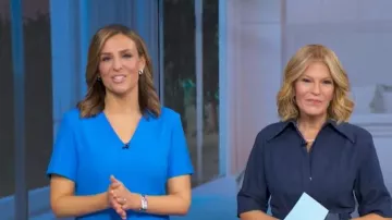 Akris Belted Stretch Cotton Denim Shirtdress worn by Tory Johnson as seen in Good Morning America on March 10, 2026