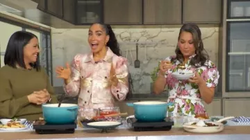 Alice + Olivia Kelcey Floral Jacquard Strapless Top worn by Robin Arzon as seen in Good Morning America on  March 10, 2026