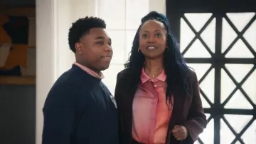 Kobi Halperin Printed Silk Blend Button Up Shirt worn by Monica (Erika Alexander) as seen in The Fall and Rise of Reggie Dinkins (S01E01)