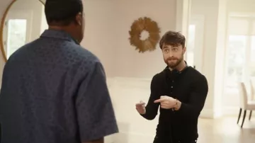John Varvatos Albano Regular Fit Merino Wool & Silk Rib Henley worn by Arthur Tobin (Daniel Radcliffe) as seen in The Fall and Rise of Reggie Dinkins (S01E02)