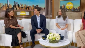 Nanette Lepore Leopard Print Button Down Blouse worn by Juju Chang as seen in Good Morning America on March 11, 2026