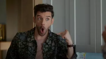 Les Deux Jaiden Jacquard Overshirt Green worn by Brian (Michael Urie) as seen in Shrinking(S03E07)