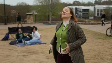 Officine Generale Loriane Houndstooth Wool Blend Coat worn by Angie Polaski (Erika Christensen) as seen in Will Trent (S04E10)