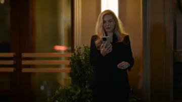 Akris Punto Double Breasted Open Front Tweed Jacket worn by Stacy Clyburn (Michelle Pfeiffer) as seen in The Madison (S01E01)