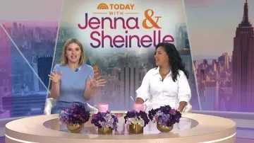 Vestido Midi Simkhai Jazz Core de algodón popelina Pintuck usado por Sheinelle Jones, visto en Today with Jenna & Sheinelle el 12 de marzo de 2026