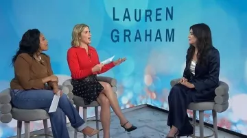Falda de cuero Anderson con ojal de Veronica Beard Anderson llevada por Jenna Bush Hager como se ve en Today with Jenna & Sheinelle el 13 de marzo de 2026