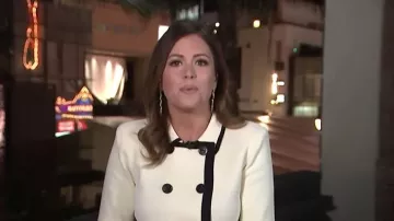 L'Agence Janu Cropped Knit Jacket worn by Chloe Melas as seen in Today on March 16, 2026