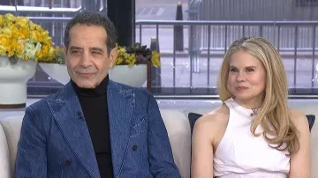Tibi Compact Eco Poplin Pinched Pleat Dress worn by Celia Keenan-Bolger as seen in Today on March 18, 2026