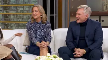 Tibi Polka Dot Long Sleeve Silk Blouse worn by Lara Spencer as seen in Good Morning America on  March 18, 2026