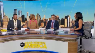 Vestido Midi de punto sin mangas de Maje llevado por Tara Narula visto en Good Morning America el 18 de marzo de 2026