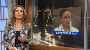 Chaqueta corta de Karen Millen con bolsillo texturizado en la parte delantera y ajustada que lleva Rhiannon Ally, vista en Good Morning America el 18 de marzo de 2026