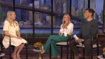 Maje Cropped Fancy Knit Cardigan worn by Elisabeth Moss as seen in LIVE with Kelly and Mark on March 17, 2026