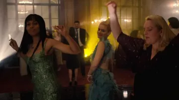 Antonio Melani Campbell Jacquard Sweetheart Neck Neckless Shoulderless Mani Midi vestido por Eleanor (Kerry Washington) tal como se ve en Imperfect Women (S01E01)
