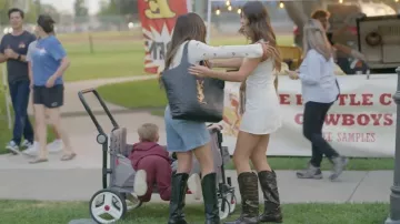 Public Desire Apollo Brown Croc Wide Fit Flat Western Knee High Boots worn by Demi Engemann as seen in The Secret Lives of Mormon Wives (S04E02)