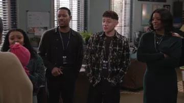 Wax London Whiting Glitch Check Overshirt worn by Jacob Hill (Chris Perfetti) as seen in Abbott Elementary (S05E16)