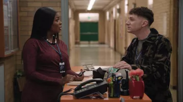 Wax London Rockley Shapes Corduroy Overshirt Navy & Khaki worn by Jacob Hill (Chris Perfetti) as seen in Abbott Elementary (S05E16)