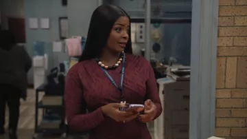 Sylca Metallic Faye Beaded Choker worn by Ava Coleman (Janelle James) as seen in Abbott Elementary (S05E16)