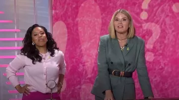 Blazer de traje de lino de mango llevado por Jenna Bush Hager visto en Today with Jenna & Sheinelle el 23 de marzo de 2026