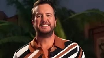 Luke Bryan American Idol S24 Diagonal Stripe Polo Shirt worn by Self - Judge (Luke Bryan) in American Idol