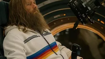 Project Hail Mary Ryan Gosling Rainbow Stripe Hoodie of Ryland Grace (Ryan Gosling) in Project Hail Mary