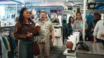 Mango Leather Shopper Bag With Stitching worn by Monica (Erika Alexander) as seen in The Fall and Rise of Reggie Dinkins (S01E05)