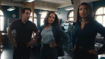 ALC Fisher Fine Cotton Knit Cardigan worn by Daphne Forrester (Javicia Leslie) as seen in High Potential (S02E16)